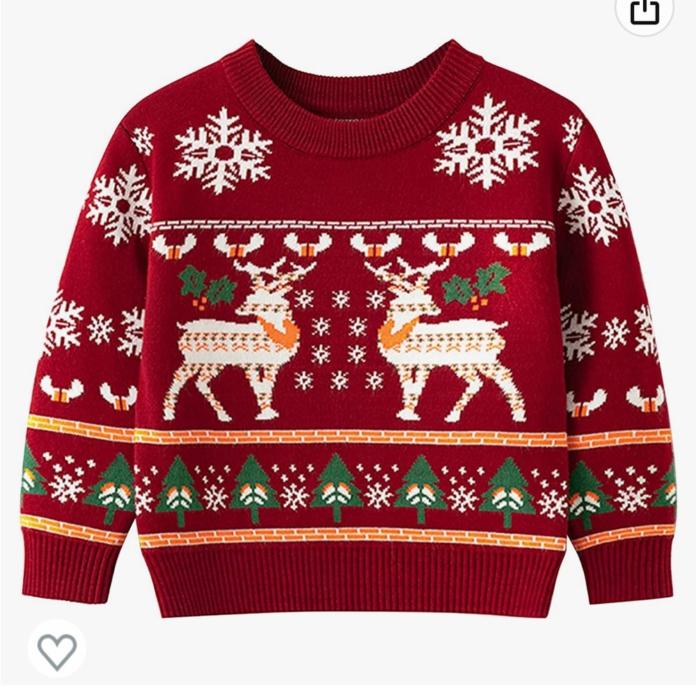 Boys Girls Christmas Sweater Kids Knitted Cotton Xmas Reindeer Sweater Tops